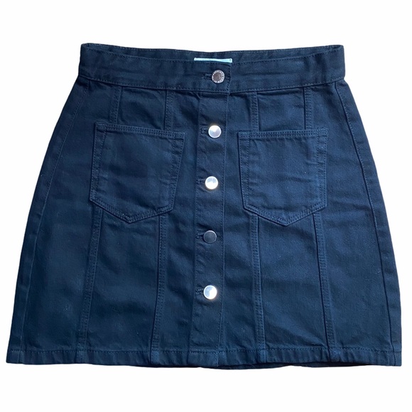 Zara Trafaluc Black Denim Button Front Skirt - Picture 5 of 7